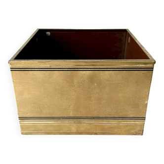 Plant box, storage box on casters in gold metal