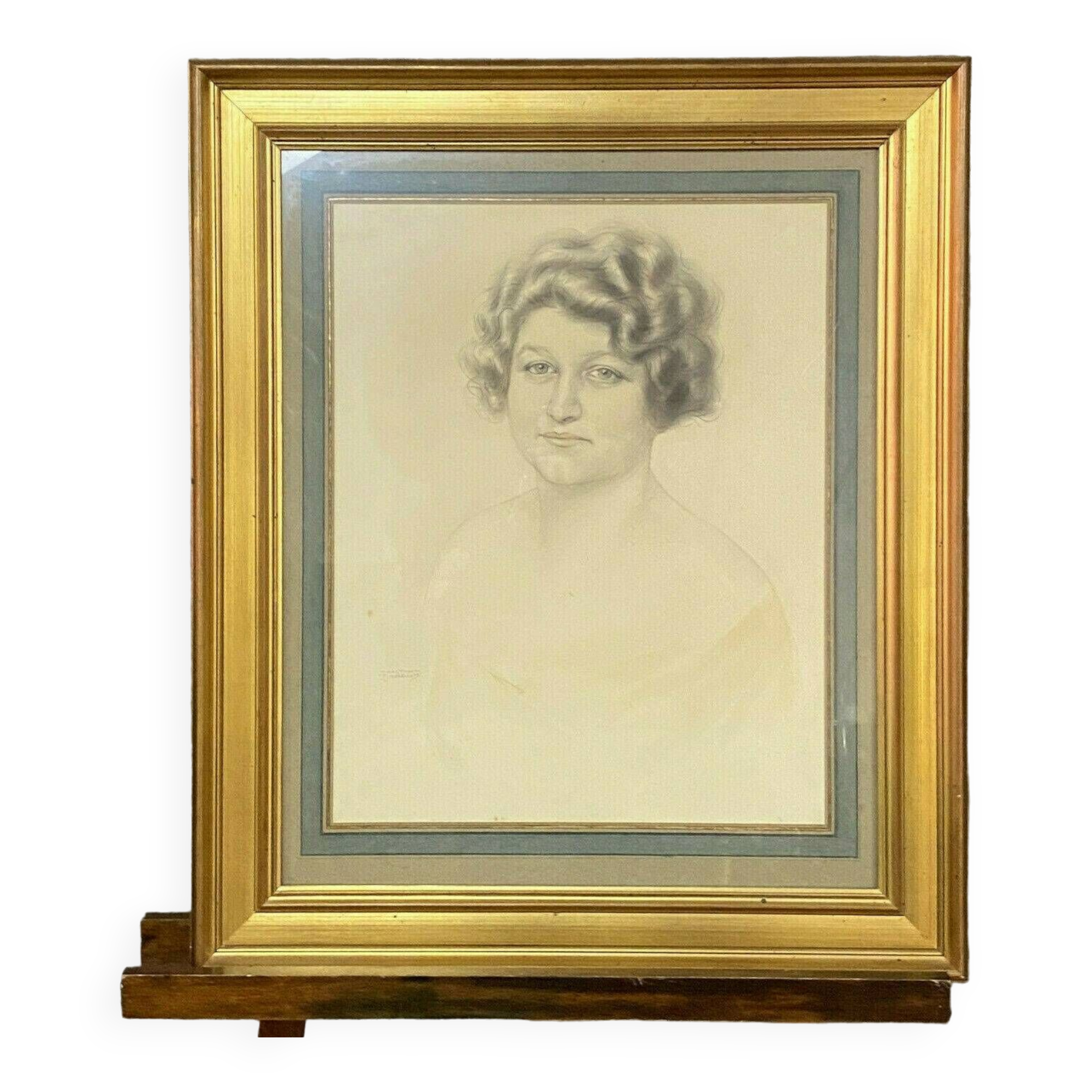 Gaston de Cirmeuse (1886-1963): Portrait of a young woman in charcoal around 1920