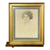 Gaston de Cirmeuse (1886-1963) : Portrait de jeune femme au fusain vers 1920