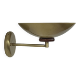 Vintage adjustable wall light, brass and wood, France 1970.