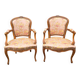Pair of Louis XV cabriolet armchairs in floral fabric