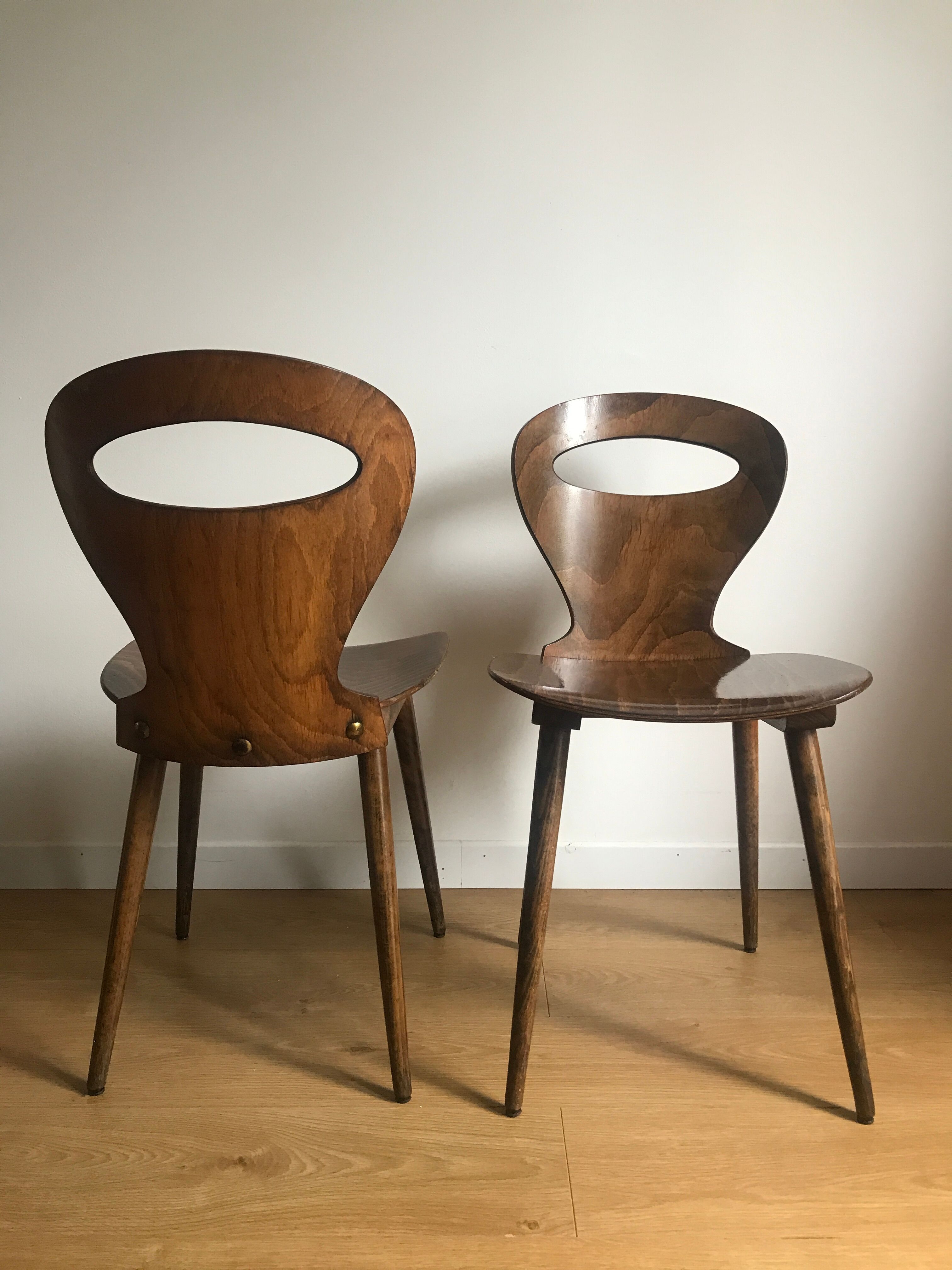 Pair of bistro chairs "rustic" model of baumann called "ant"