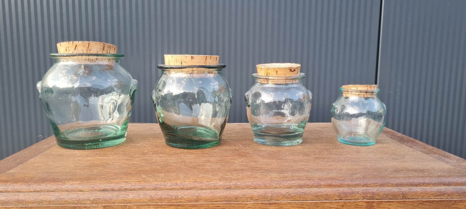 Set of 4 glass spice jars