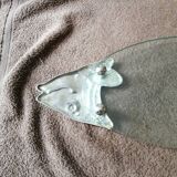 Serving plate for salmon fish dish silver plate and thick glass tray