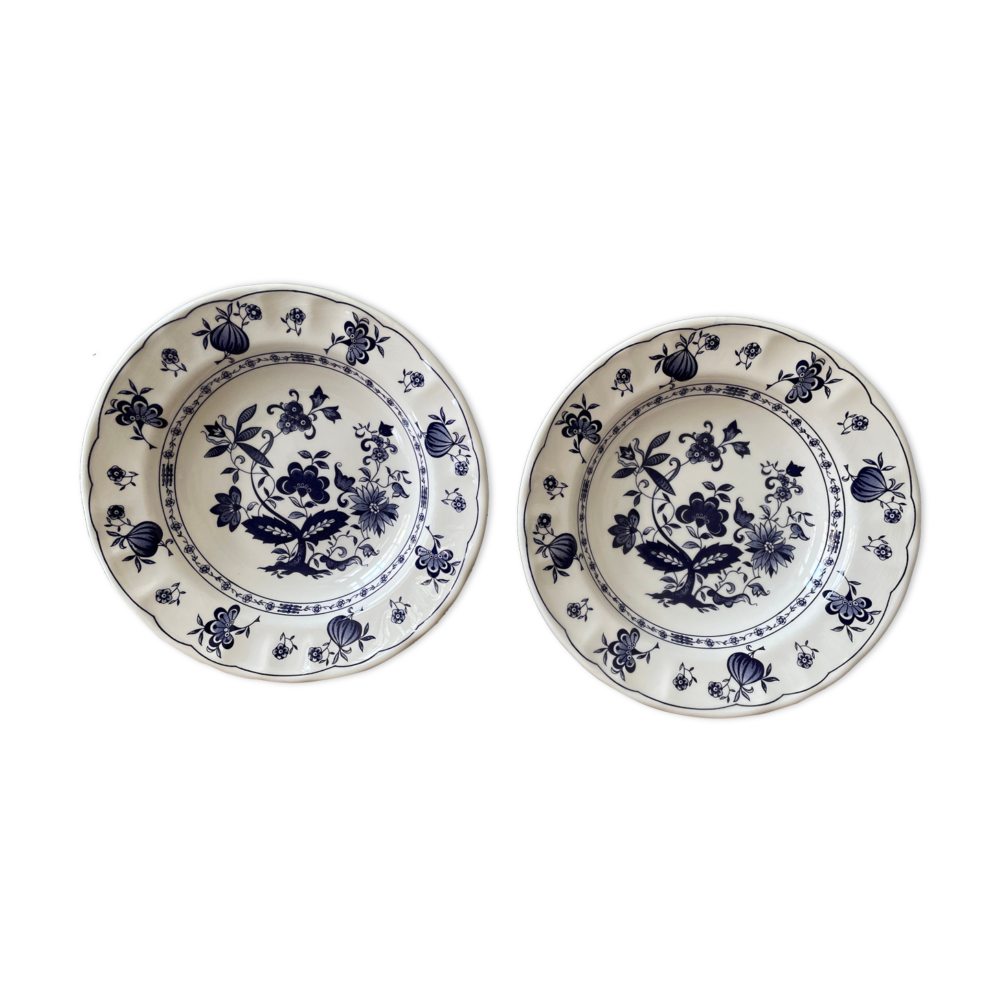 Set of two decorative hollow plates nineteenth century