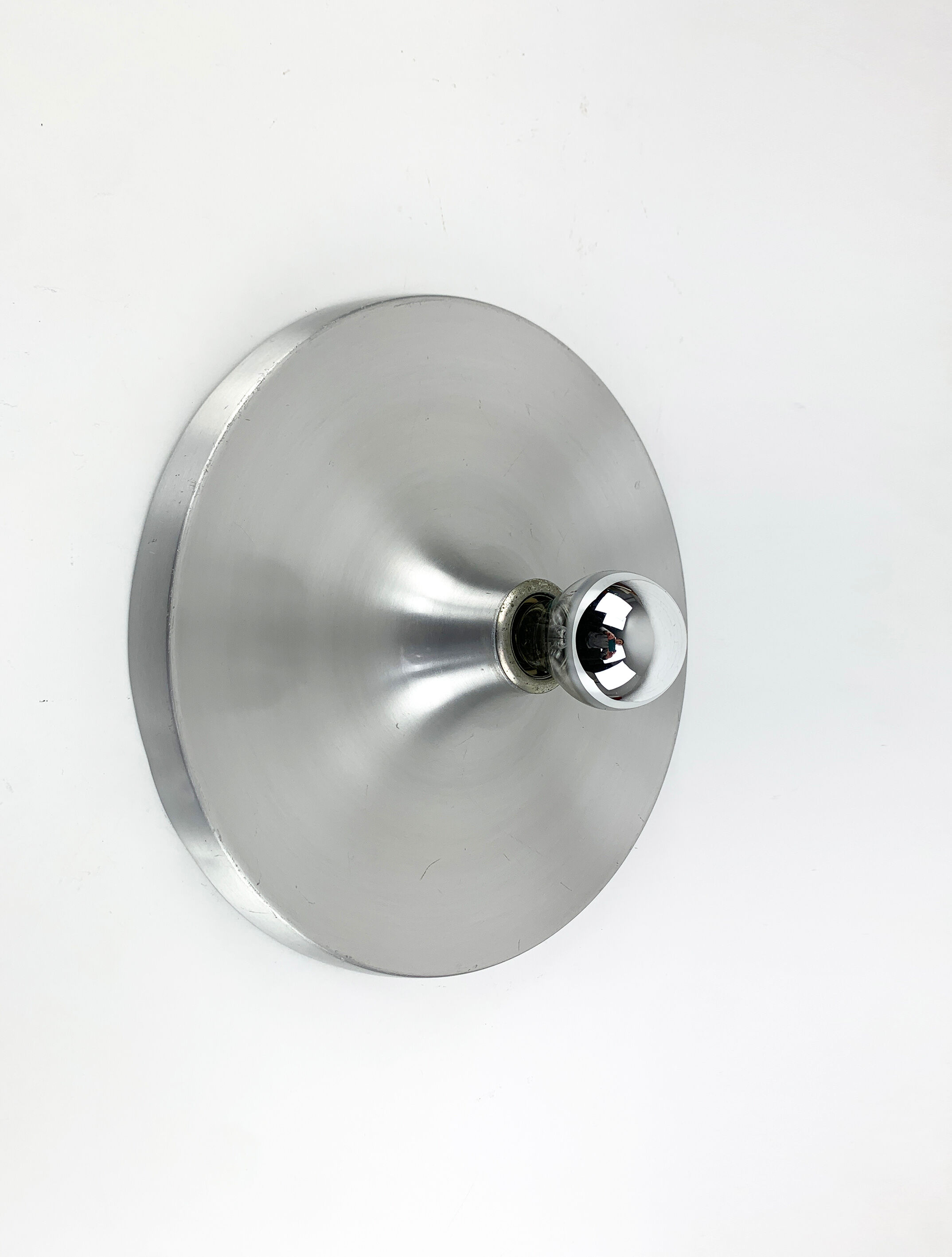 Space Age Flush Light Les Arcs Brushed Aluminum, 1960-70s