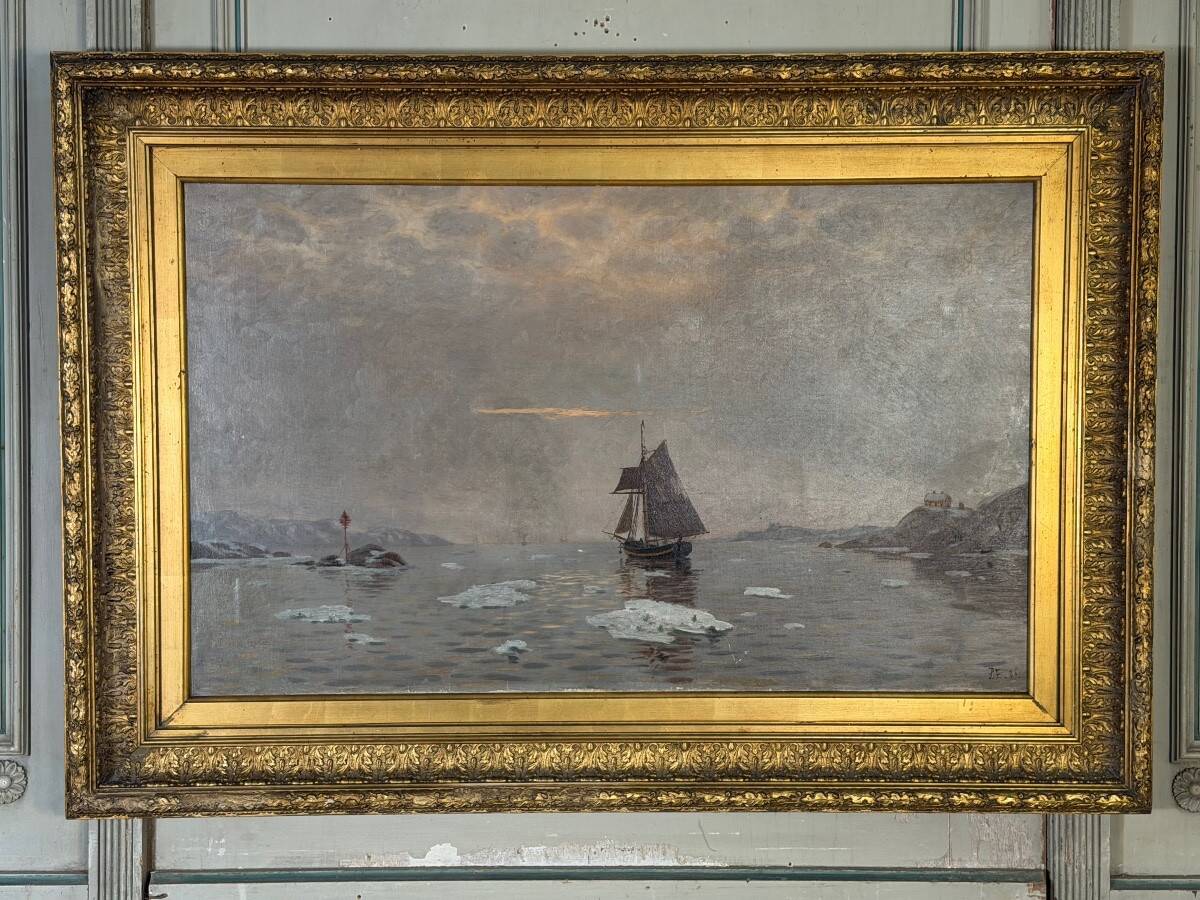 Oil on canvas, "view of an icy sea", monogram and date at the bottom right, P.E 86 for 1886.