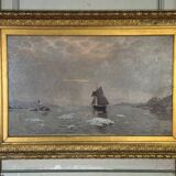Oil on canvas, "view of an icy sea", monogram and date at the bottom right, P.E 86 for 1886.