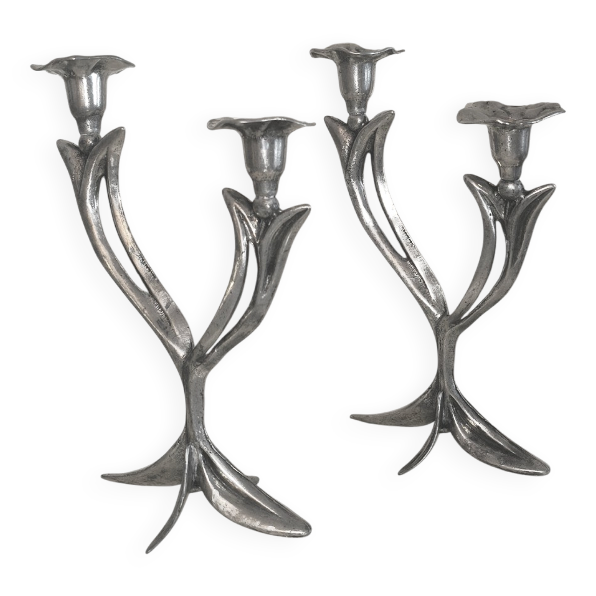 Pair of floral Art Nouveau candlesticks