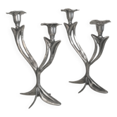 Pair of floral Art Nouveau candlesticks
