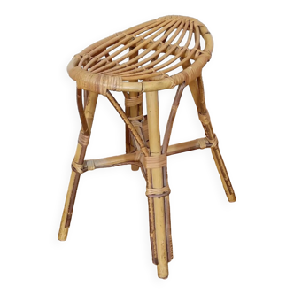 Tabouret rotin années 50, modèle rare