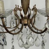 Brass chandelier with crystal drops
