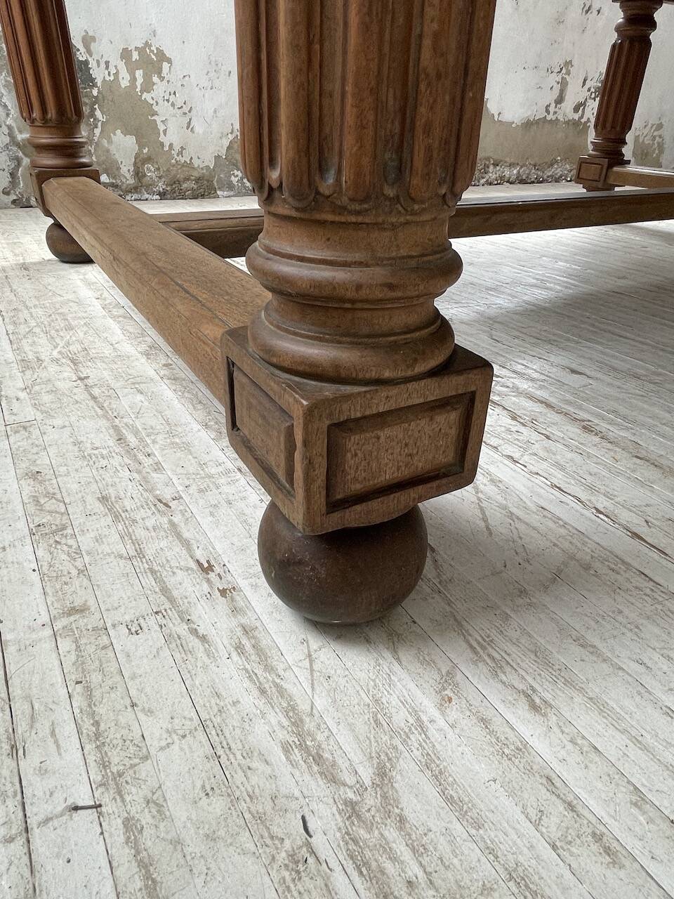 Solid walnut farmhouse castle table 1900 XXL
