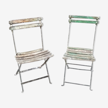 2 folding bistro / garden chairs fermob 1950
