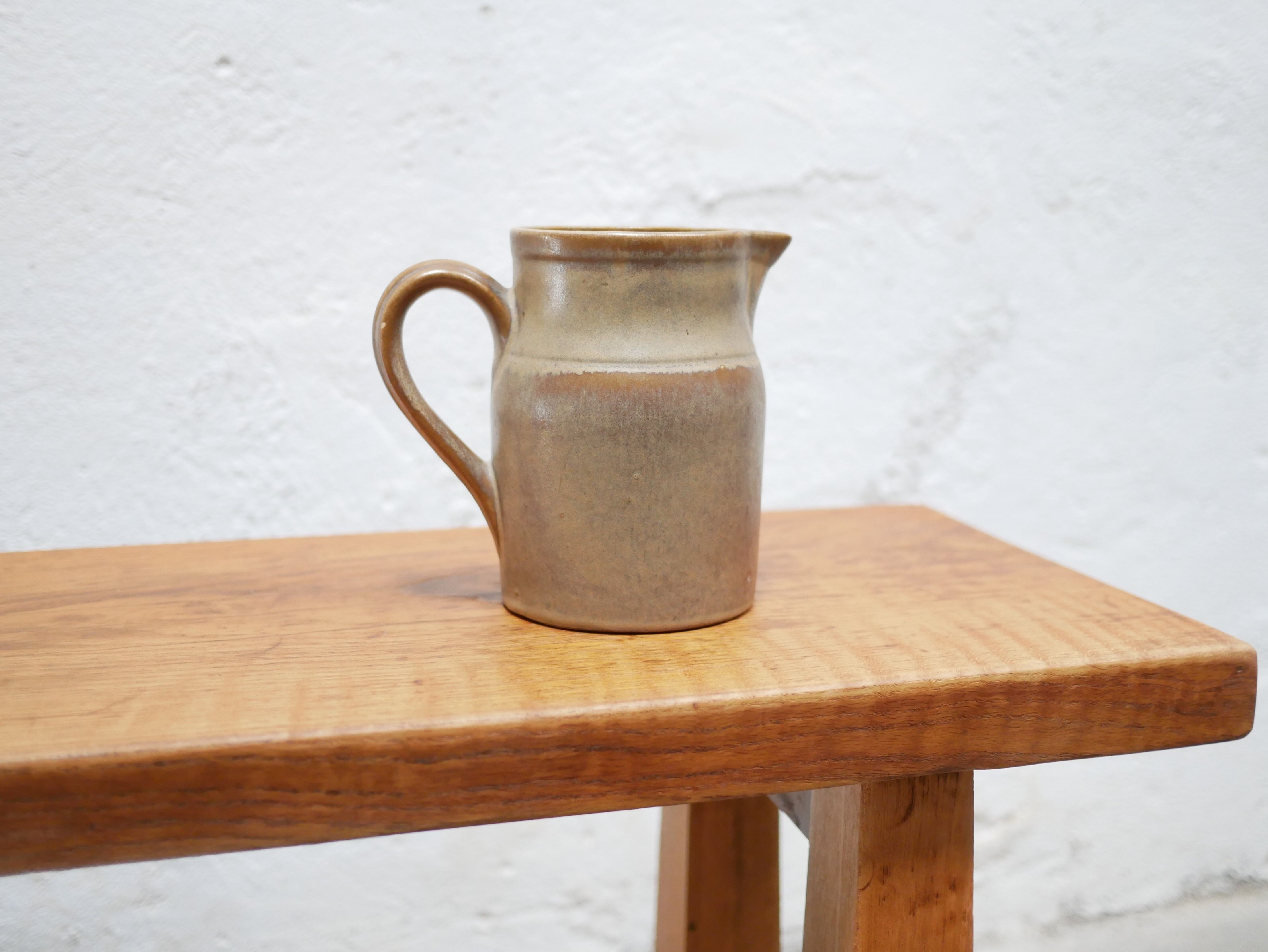 Vintage stoneware pitcher by the Digoin factory, France