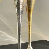 6 Vintage Silver-Plated Brass Champagne Flutes