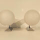 Pair of vintage appliques 1970 globe opaline white chrome