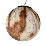 Contemporary Milky-White Spot With Brown Sphere Pendant in Murano Glass