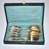 Set of 6 silver-plated coffee spoons Goldsmith Boulenger tulip frieze decoration 14cm