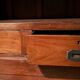 Art deco brown glass sideboard 2 drawers original piece old teak wood