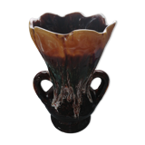 Brown vase with handle Vallauris
