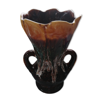 Vase marron à anse Vallauris