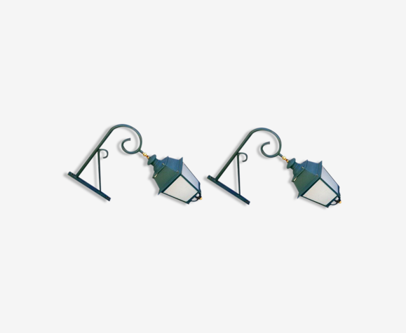 Pair of antique lanterns on its gallows