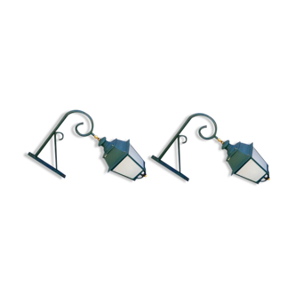 Pair of antique lanterns on its gallows