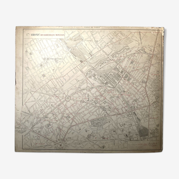 Carte ancienne cartonnée de Paris, 17ème arrondissement