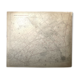 Old cardboard map of Paris, 17th arrondissement