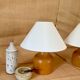 Two Danish lamps, 2x2 m of fabric cables, cotton shades.