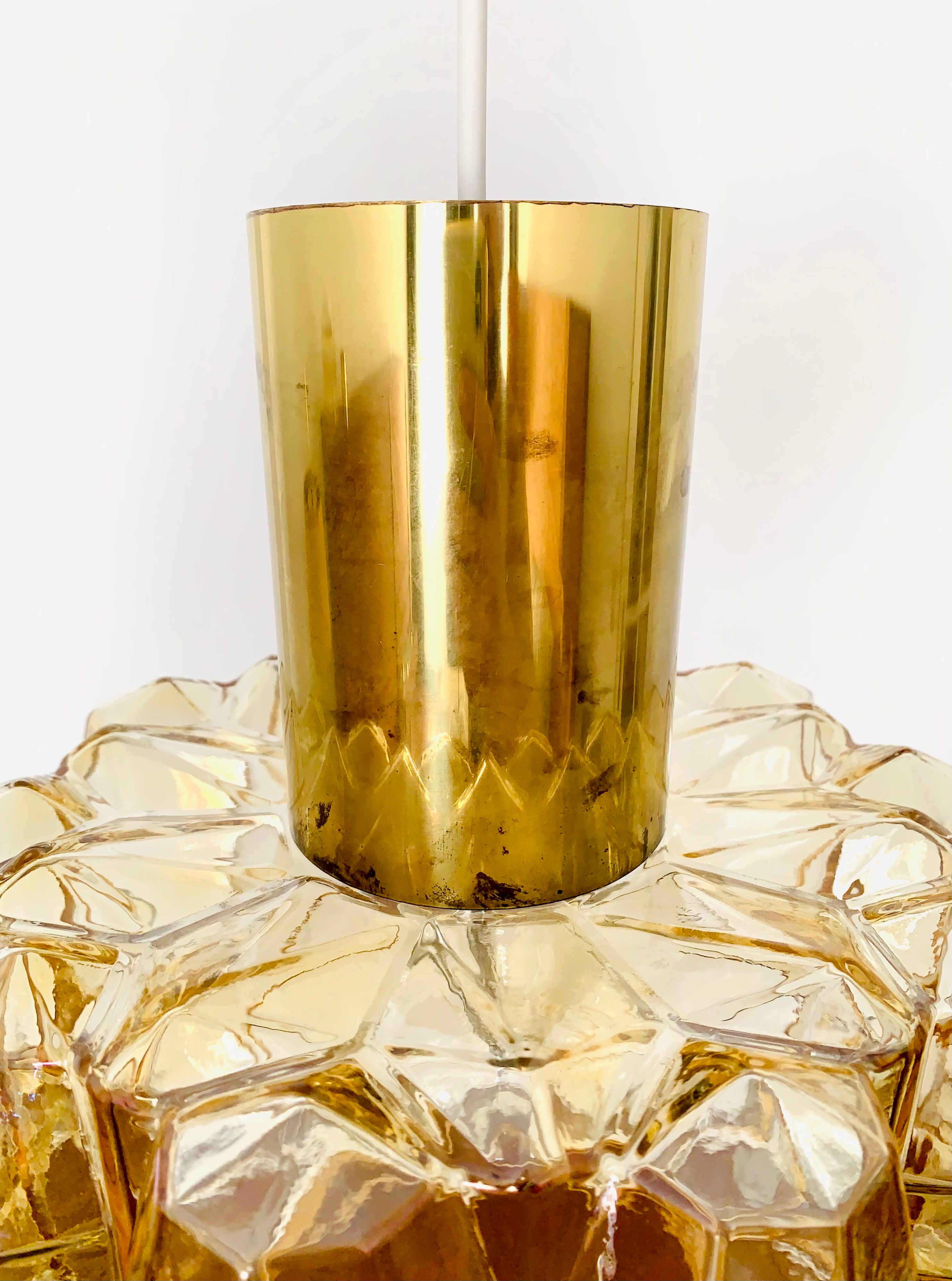 Amber Bubble Glass Pendant Lamp by Helena Tynell for Glashütte Limburg