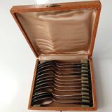 Box of 12 silver-plated metal teaspoons JM