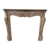 Louis XV style fireplace, Pompadour model, speckled breccia marble, 19th century