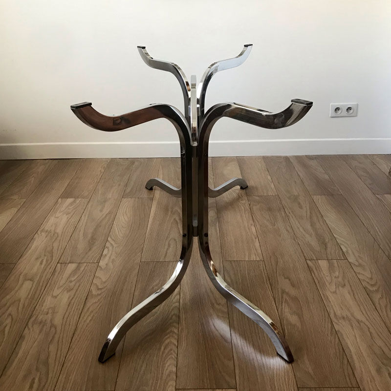Table chrome et verre 70s