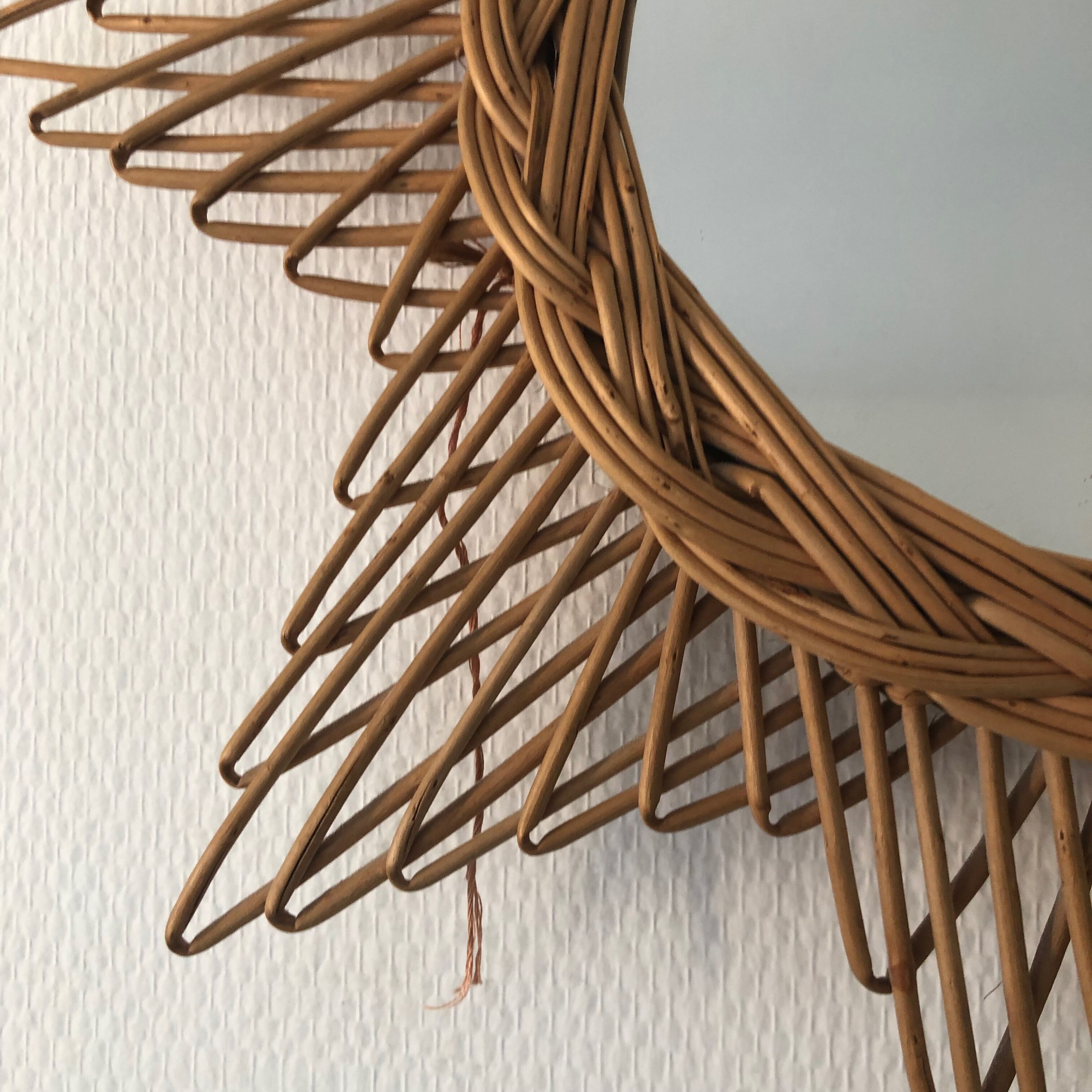 Rattan octogram sun mirror, 45cm, 1960