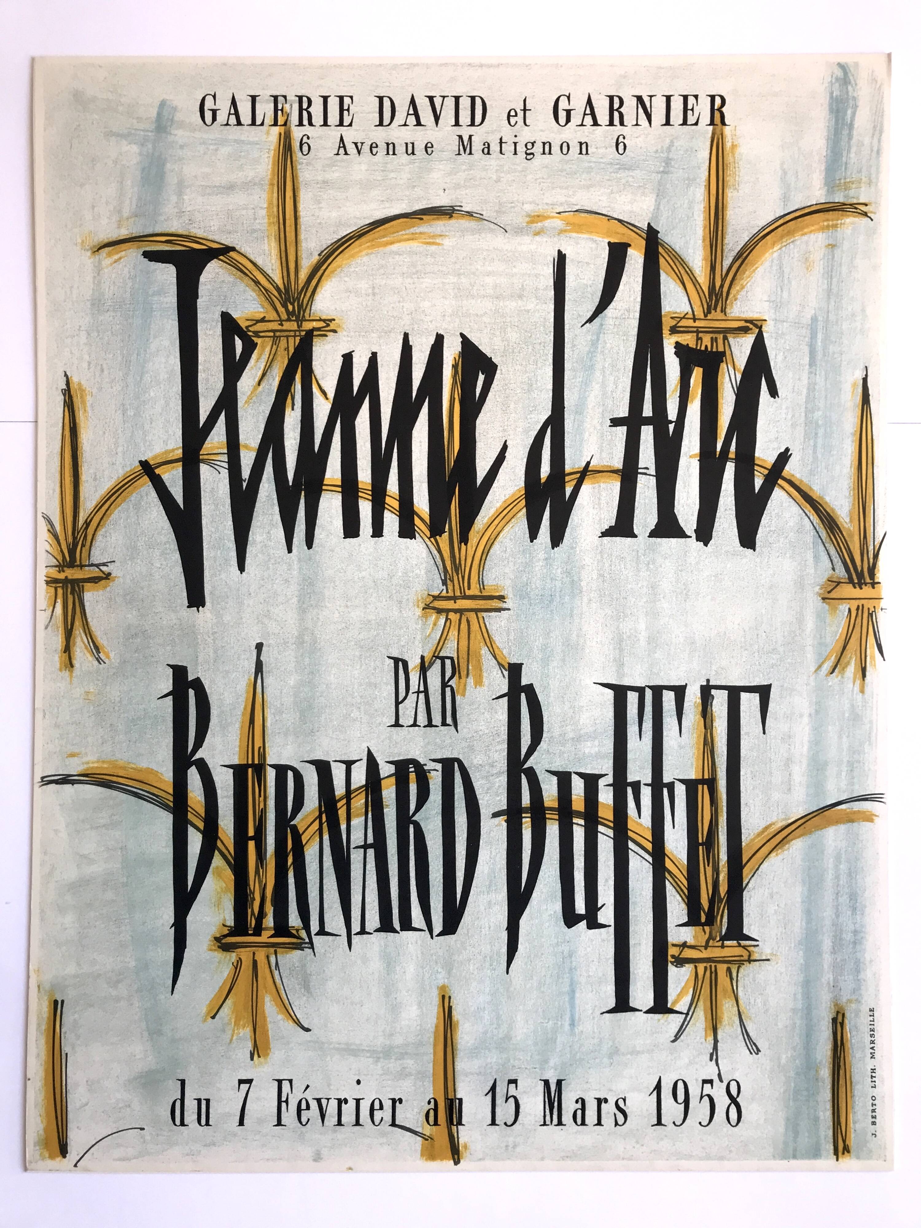 Bernard Buffet, Joan of Arc / David and Garnier Gallery, 1958. original lithograph poster