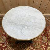 Round bistro side table in cast iron and marble