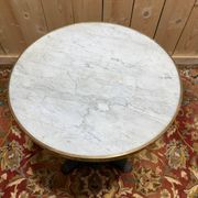 Guéridon rond de bistrot en fonte et marbre