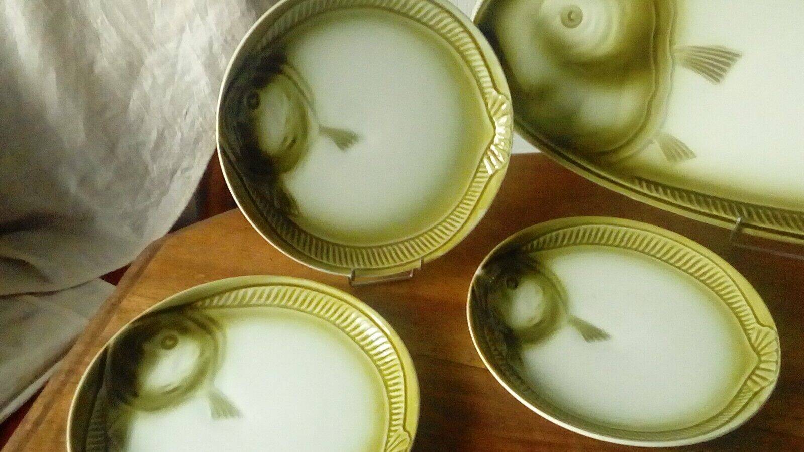 Earthenware fish service Moulin des loups France