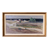 1967 mid-century Swedish painting "Coastal Path"