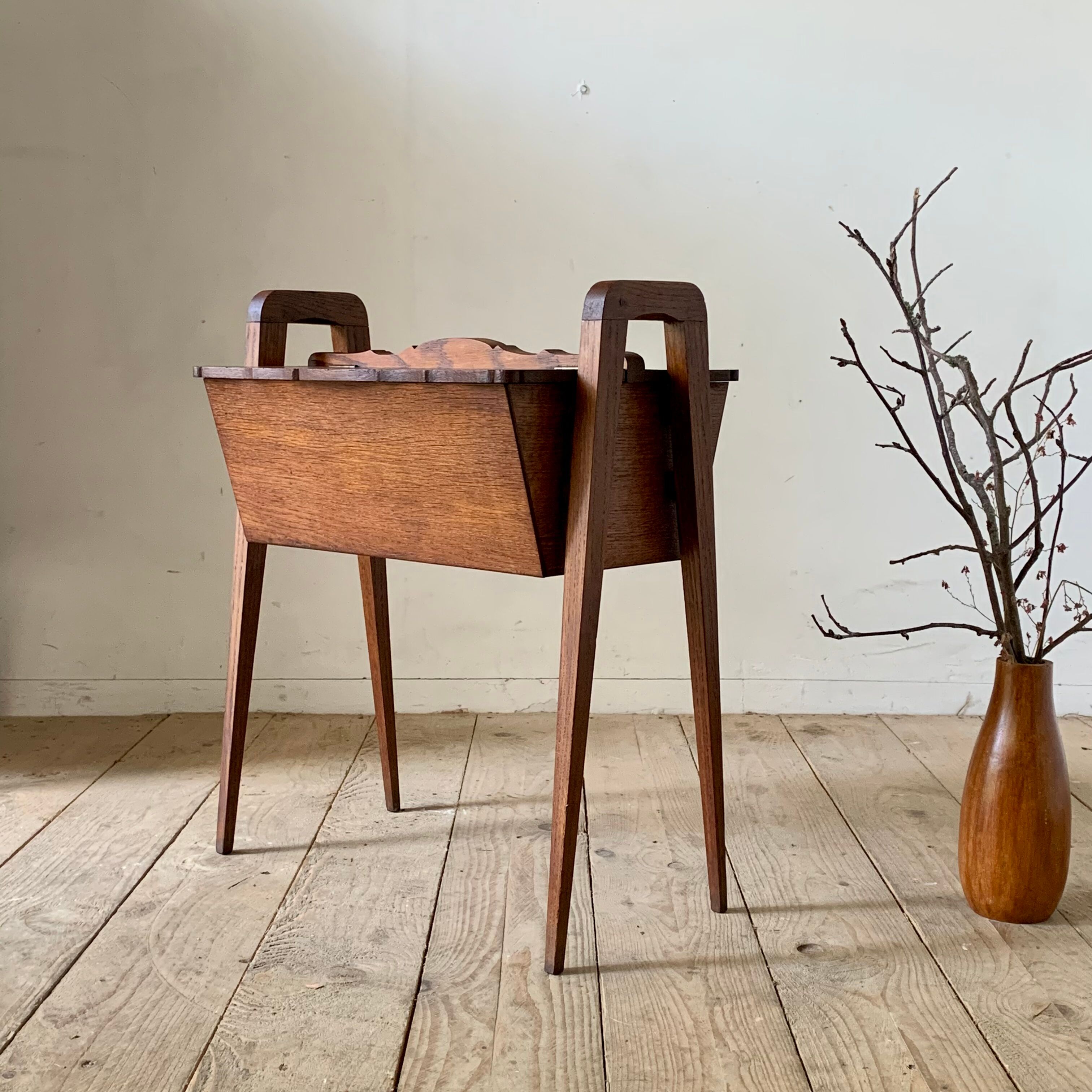 Sewing box vintage solid oak worker