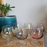 Six coloured digestive glasses