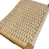 Solid wood stool with hand-woven seat