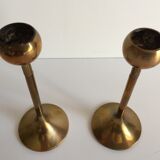 Pair of Scandinavian candlesticks in solid brass