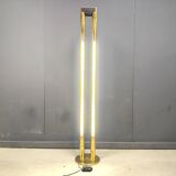 Vintage brass tube light floor lamp, 1980s