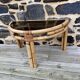 Console / coffee table in rattan and tempered glass.
