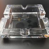 Imposing minimalist vintage crystal ashtray from the 70s