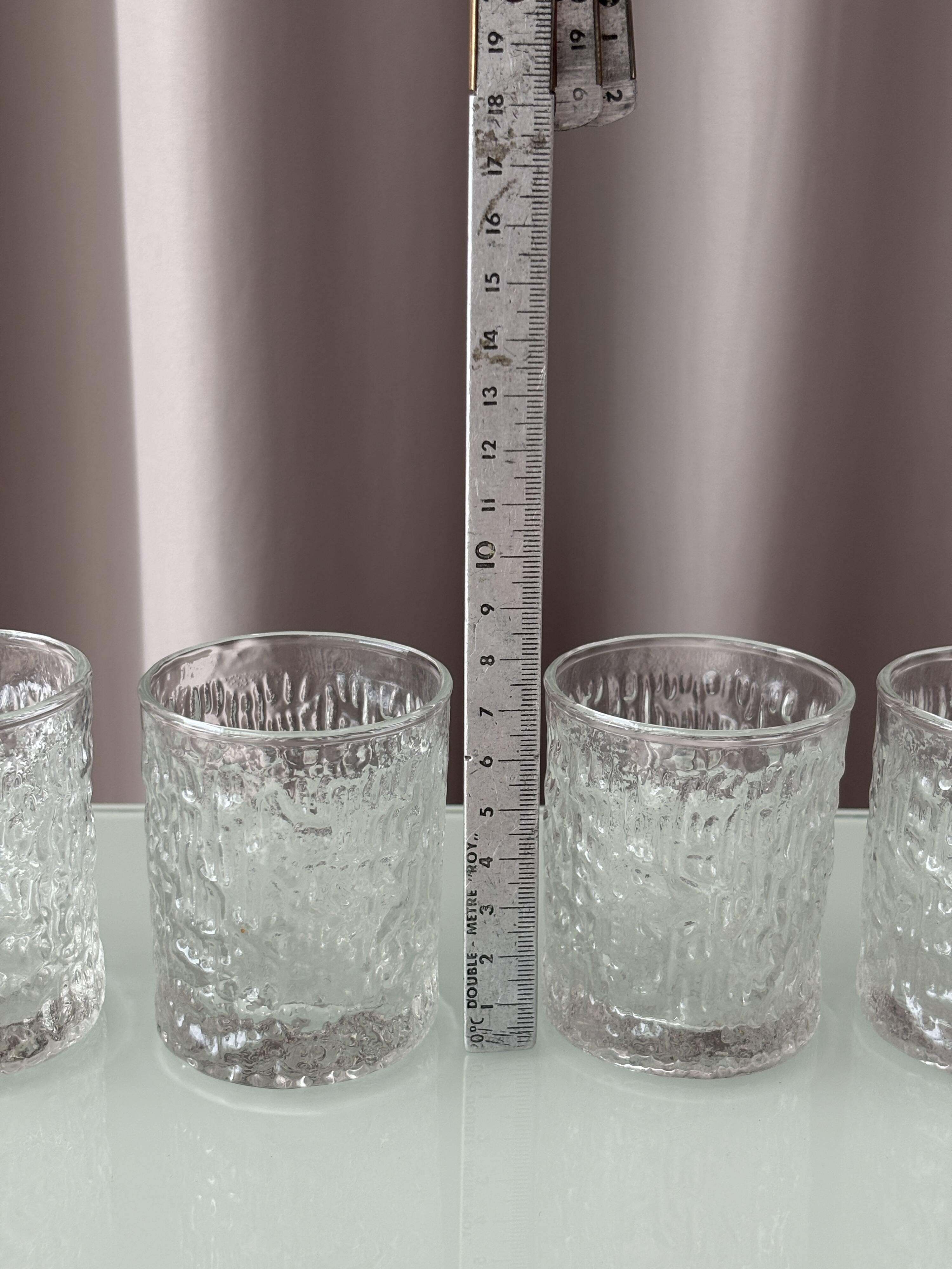 Set of 4 Vintage Ice Textured Shot Glasses / Tealight Holders