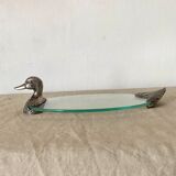 Foie gras serving dish duck glass and metal